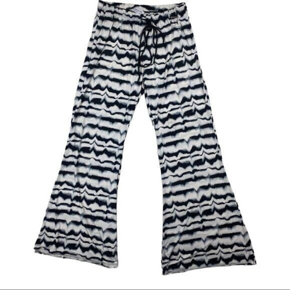 BSB Collection Tie Dye Flare Casual Pants M Black Elastic Waist Island Vacation - Picture 1 of 8